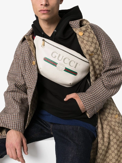 Shop Gucci White Oversized Logo Belt Bag