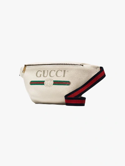 Shop Gucci White Oversized Logo Belt Bag