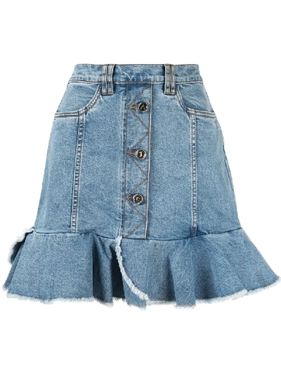 Shop Aje Saltwater Denim Mini Skirt In Blue