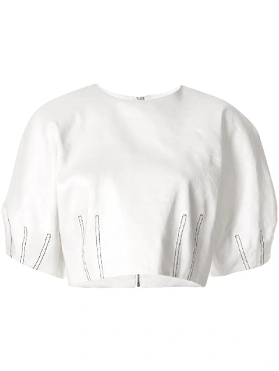 Shop Aje Shell Cropped Blouse In White