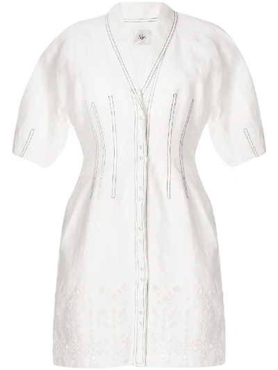 Shop Aje Ada Broderie Mini Dress In White