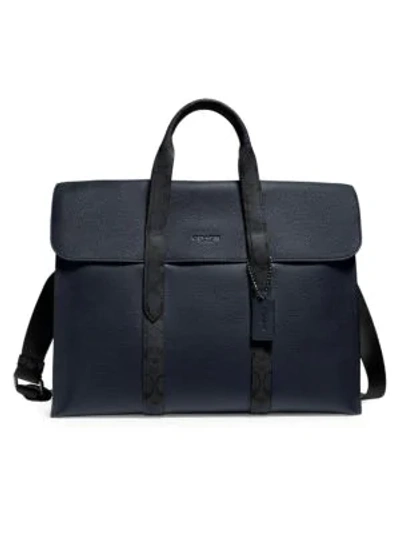 Shop Coach Metropolitan Leather & Canvas Portfolio Bag In Midnight Navy Charcoal