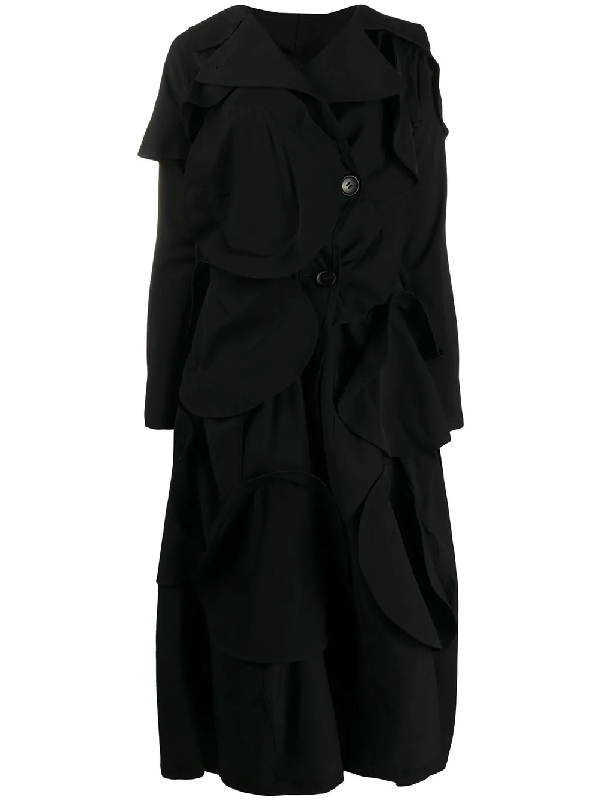 Yohji Yamamoto AppliquÉ Detail Coat In Black | ModeSens