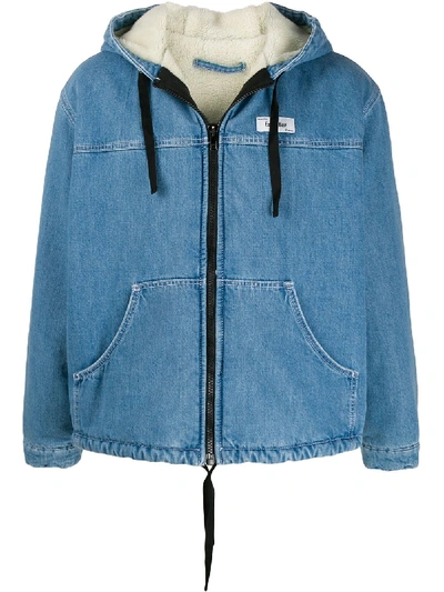 Shop Kenzo Hooded Denim Jacket In Blue