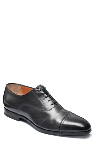 Shop Santoni Nicolo Cap Toe Oxford In Grey Glove Leather