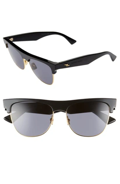 Shop Bottega Veneta 55mm Cat Eye Sunglasses In Black/ Gold/ Grey