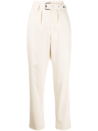 Shop Brunello Cucinelli Cropped Belted Trousers In 大地色