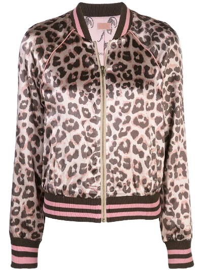 Shop Mother Leopard Print Fitted Jacket In Pink