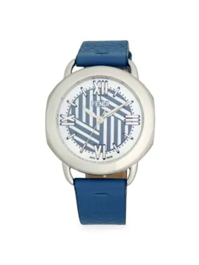 Shop Fendi Stainless Steel & Leather-strap Watch In Silver