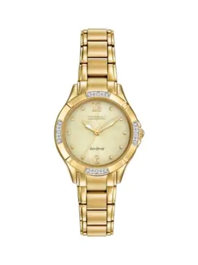 Shop Citizen Em0452-58p Diamond Goldtone Stainless Steel & Diamond Bracelet Watch