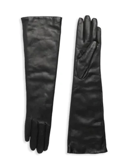Shop Portolano Women's Slip-on Leather Gloves In Black