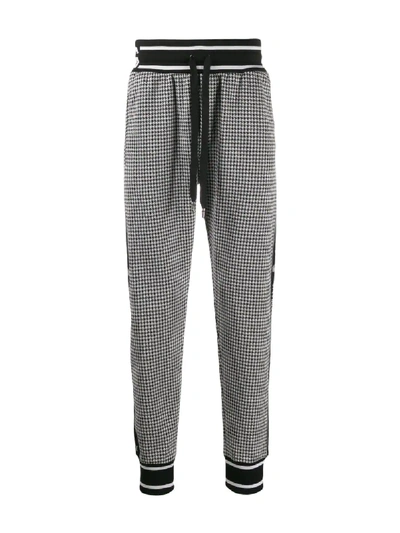 Shop Dolce & Gabbana Houndstooth Check Jogging Trousers In Grey