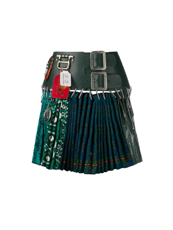 Chopova Lowena Pleated Mini Skirt In Green | ModeSens