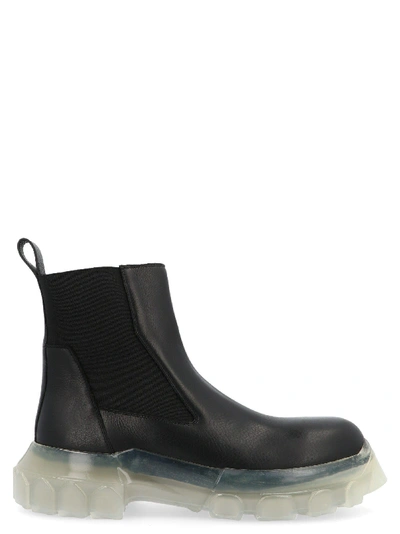 Shop Rick Owens Black Leather Ankle Boots