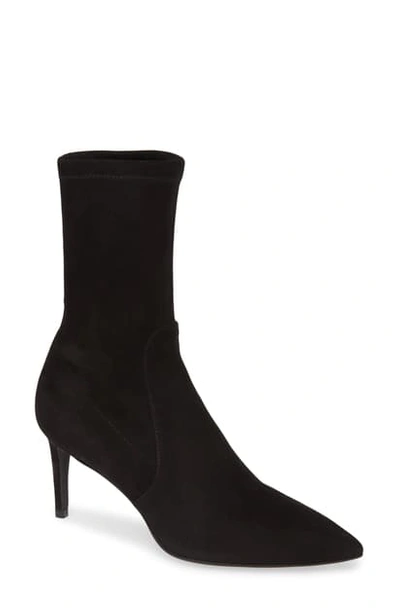 Shop Stuart Weitzman Wren Pointy Toe Bootie In Black Suede