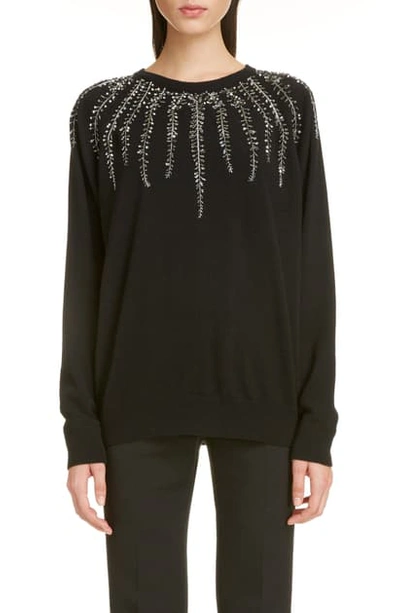 Shop Givenchy Willow Embellished Wool & Cashmere Sweater In Black