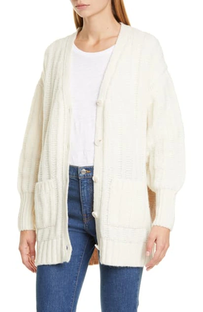 Shop Eleven Six Carla Colorblock Alpaca & Merino Wool Blend Cardigan In Ivory Pale Camel