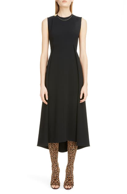 Victoria Beckham Chain Detail Pleated Cady Midi Dress In Black | ModeSens