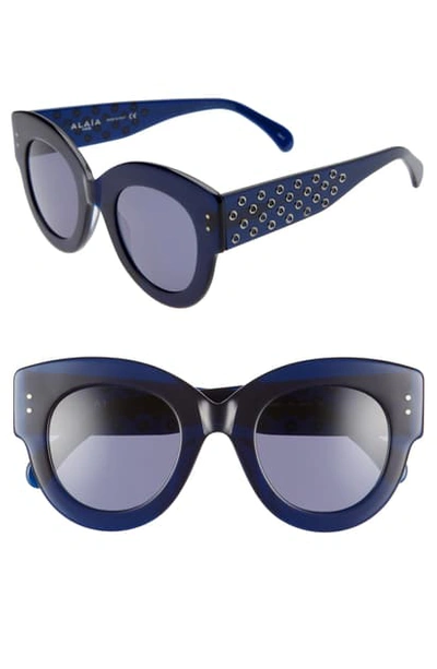 Shop Alaïa 48mm Cat Eye Sunglasses In Transparent Blue/ Blue