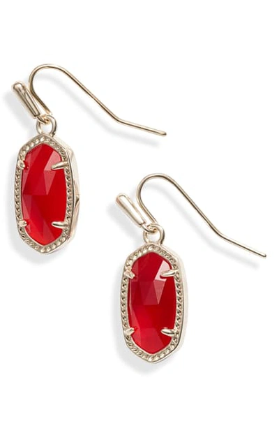 Shop Kendra Scott Lee Small Drop Earrings In Gold/ Cherry Red Illusion