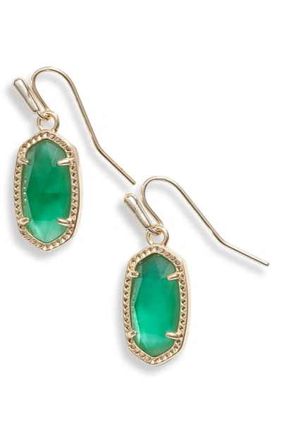 Shop Kendra Scott Lee Small Drop Earrings In Gold/ Jade Green Illusion