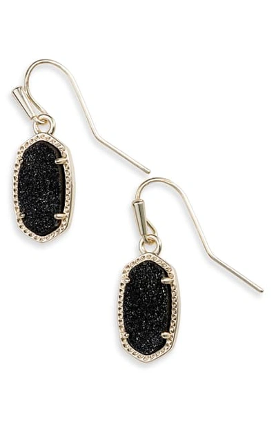 Shop Kendra Scott Lee Small Drop Earrings In Gold/ Black Drusy