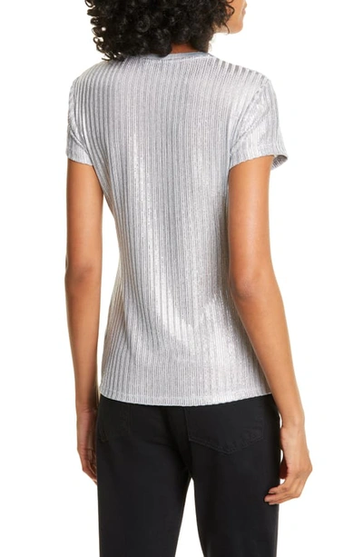 Shop Ted Baker Catrino Fitted Metallic Tee In Light Grey