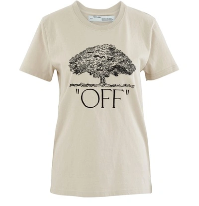 Shop Off-white Off Tree T-shirt In Beige Black