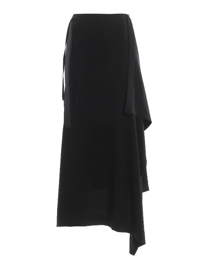 Shop Mcq By Alexander Mcqueen Black Asymmetric Skirt