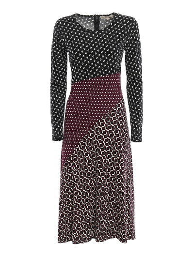 Shop Michael Kors Geometrical Pattern Midi Dress In Multicolour