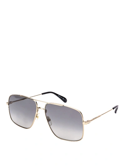 Shop Givenchy Aviator Titanium Sunglasses In Gold