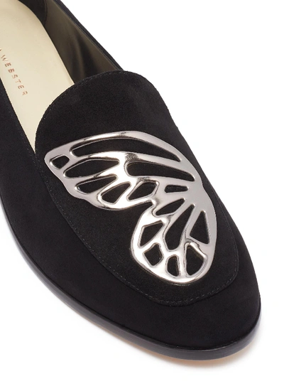 Shop Sophia Webster 'butterfly' Wing Appliqué Suede Loafers In Black Suede