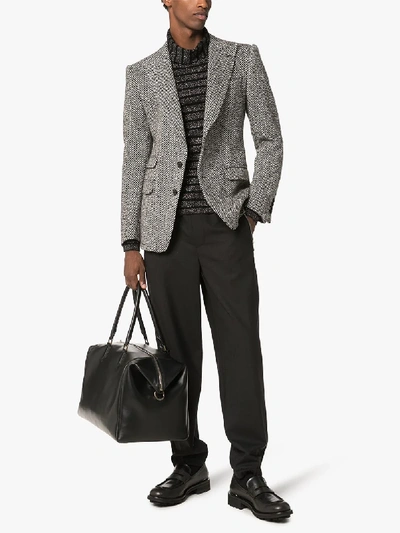 Shop Dolce & Gabbana Herringbone Single-breasted Blazer In Grey