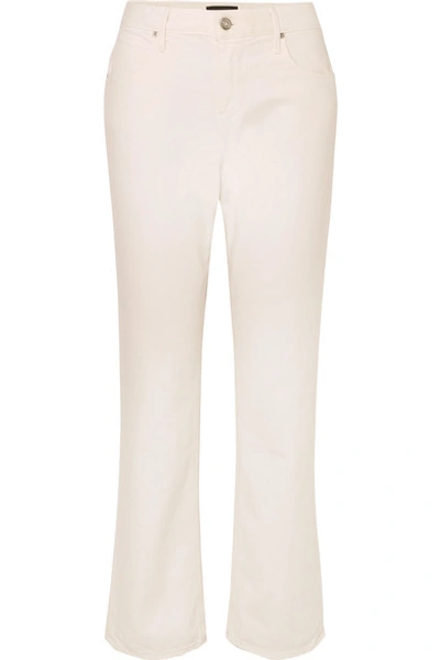 Shop Rta Bonnie Corduroy-trimmed Mid-rise Straight-leg Jeans In White