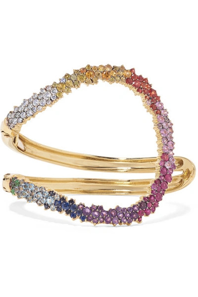 Shop Ana Khouri Mirian 18-karat Gold Multi-stone Cuff