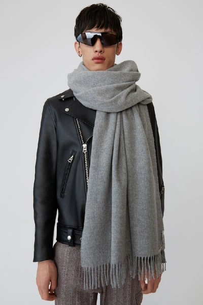 Shop Acne Studios Canada New Light Grey Melange In Oversized Wool Scarf