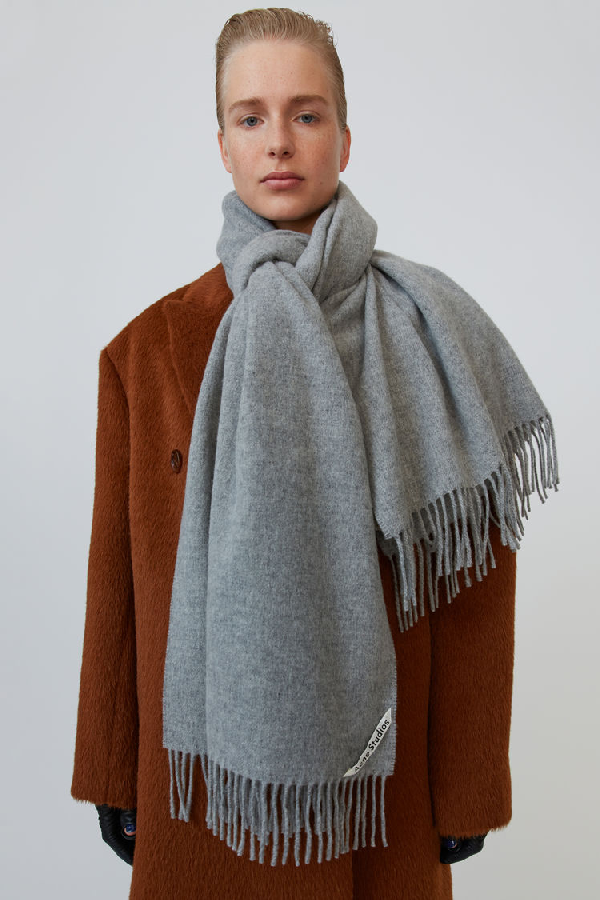 Acne Studios Canada New Light Grey Melange In Oversized Wool Scarf |  ModeSens