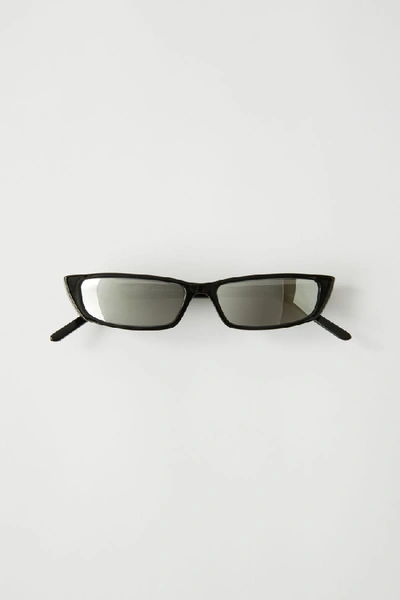 Shop Acne Studios Agar Black/silver Mirror In Cat Eye Sunglasses
