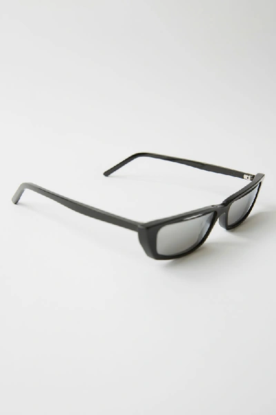 Shop Acne Studios Agar Black/silver Mirror In Cat Eye Sunglasses