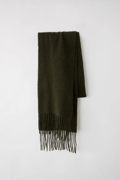 Skinny fringed scarf khaki melange