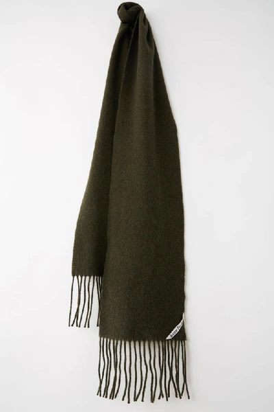 Shop Acne Studios Canada Skinny Khaki Melange In Skinny Fringed Scarf