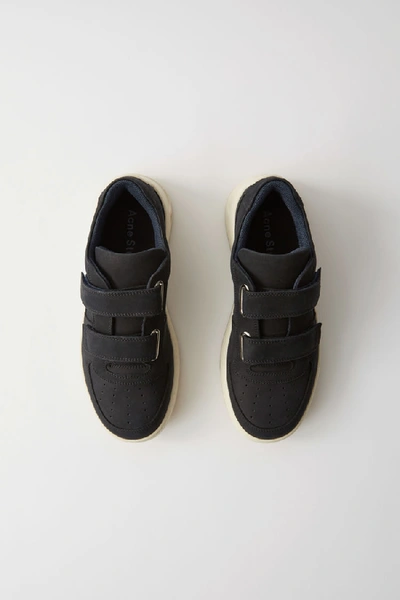 Shop Acne Studios Steffey Nubuk Black/white In Velcro Sneakers