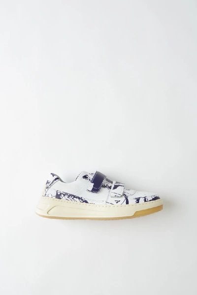 Shop Acne Studios Steffey Map White/blue In Velcro Sneakers