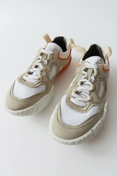 针织麂皮运动鞋 灰色/白色