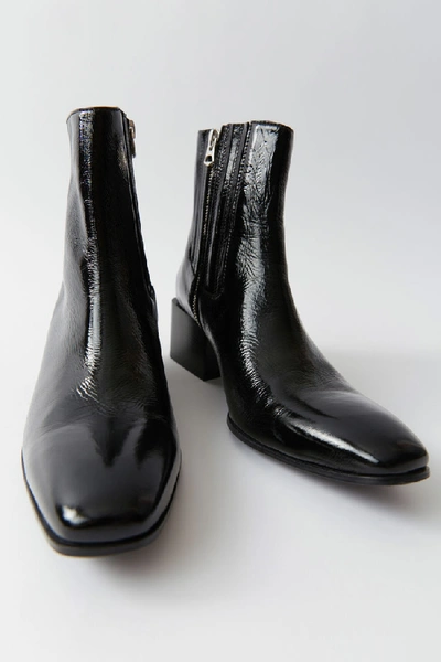 Shop Acne Studios Patent Ankle Boots Black