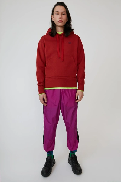 Shop Acne Studios Ferris Face Brick Red In Classic Fit Hooded Sweatshirt