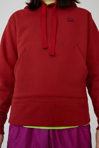 Shop Acne Studios Ferris Face Brick Red In Classic Fit Hooded Sweatshirt
