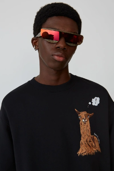Shop Acne Studios Animal-embroidered Sweatshirt Black