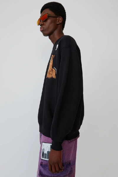 Shop Acne Studios Animal-embroidered Sweatshirt Black