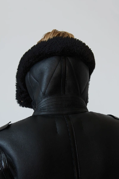 Shop Acne Studios Shearling Aviator Jacket Black / Black